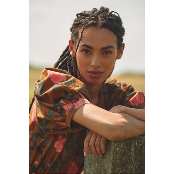 New ANTHROPOLOGIE CONDITIONS APPLY OPEN BACK FLORAL MAXI DRESS IN BROWN S M - Picture 3 of 10